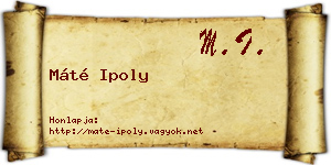 Máté Ipoly névjegykártya